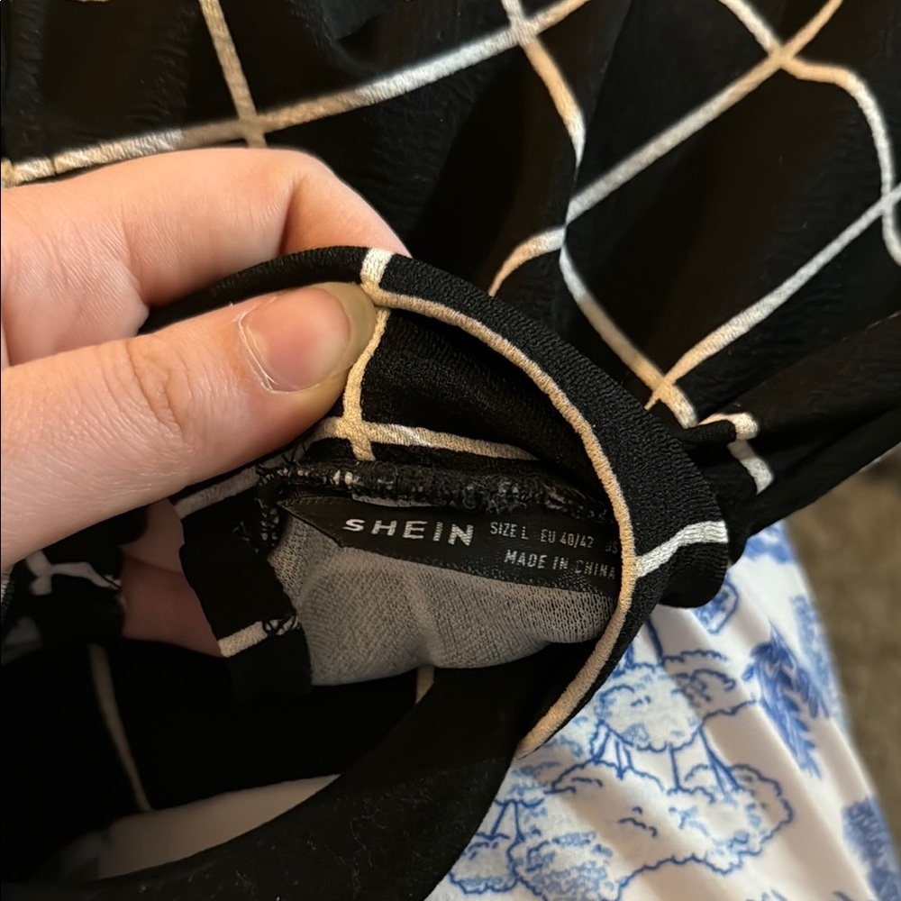 Shein Aline Black and White Grid Pattern Midi Dress - Picture 7 of 7